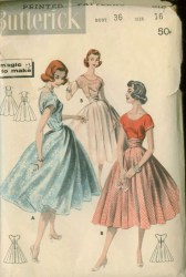 8162 BUTTERICK 1950S SHORT SLEEVE SWING DRESS & SLIP PATTERN SIZE 18 38" B